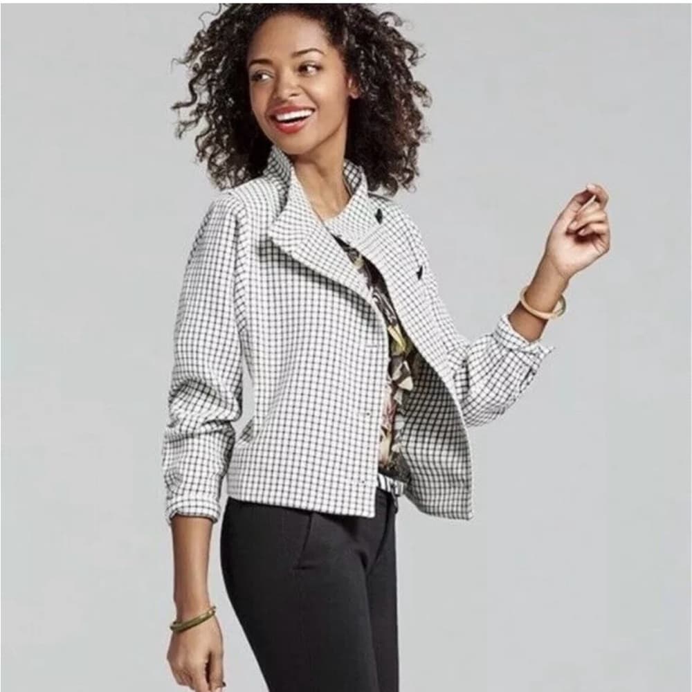 CAbi Women's Black and White Checkered Jacket Size M - Thumbnail 8