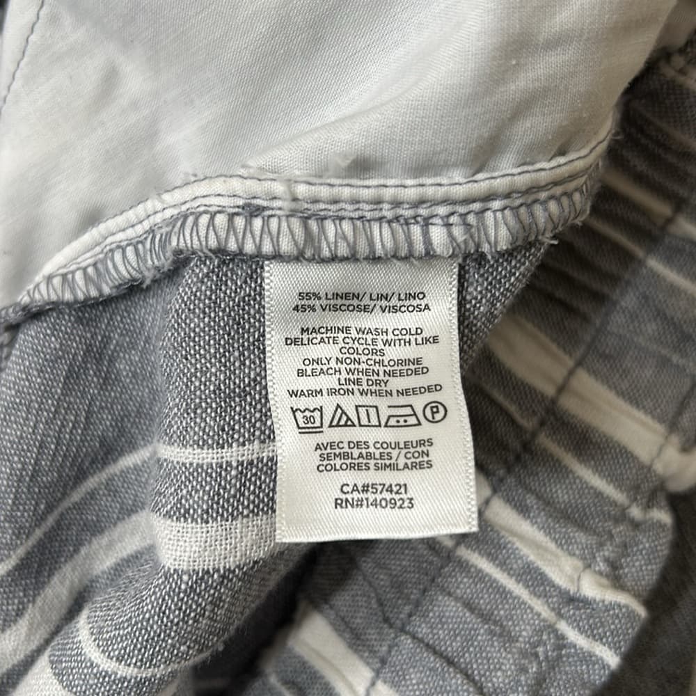 Ann Taylor Loft Striped Gray and White Wide-Leg Pants Size L - Thumbnail 4