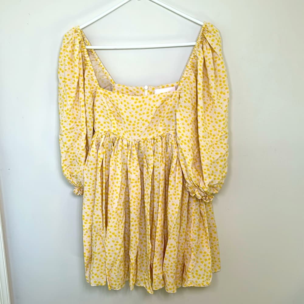 Selkie Yellow Puff Sleeve Dress in Buttercup Size XS - Thumbnail 9