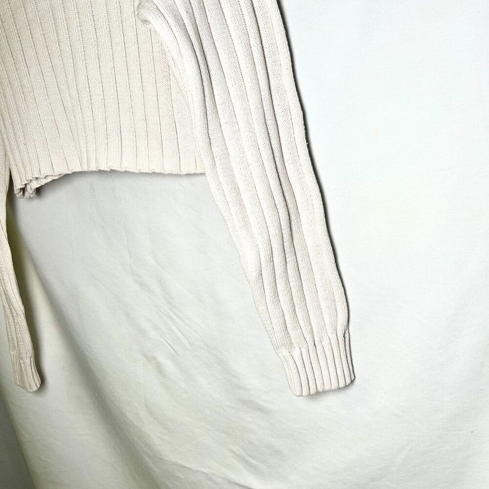 LA Hearts 100% Cotton cream ribbed knit mock neck cropped sweater Medium - Thumbnail 2