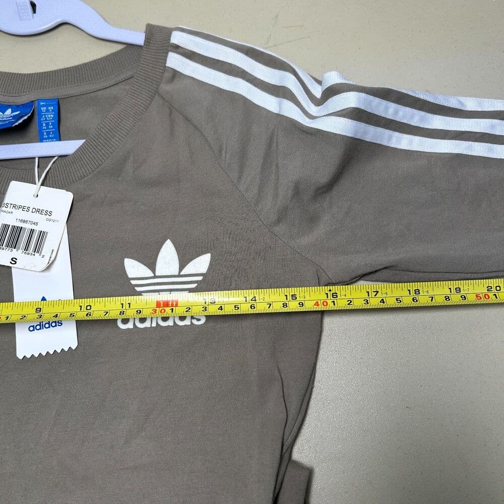 Adidas 3 Stripe Olive Green cotton blend Small Midi Dress Sporty Spice - Thumbnail 9