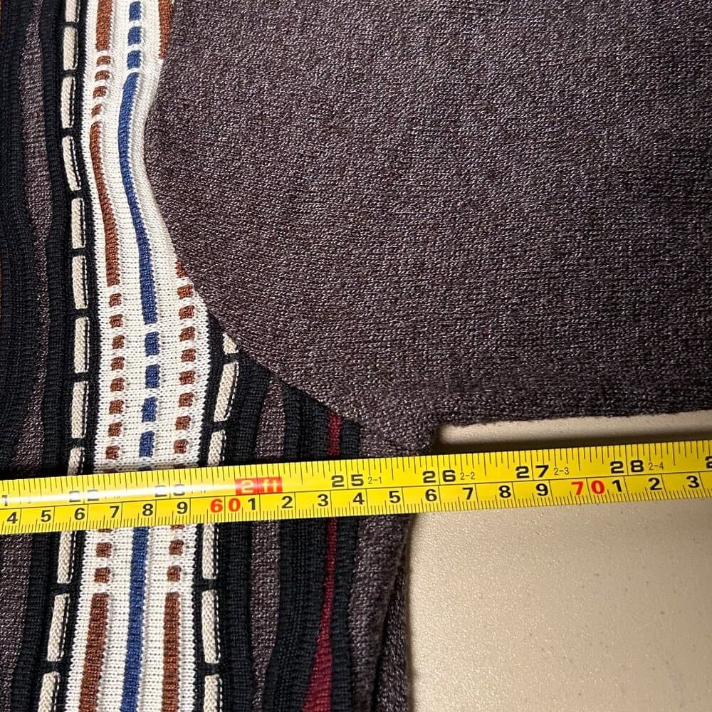 Montique Vintage 90s Full Zip Eclect Grandpa Cardigan brown and tan Academia 3XL - Thumbnail 7