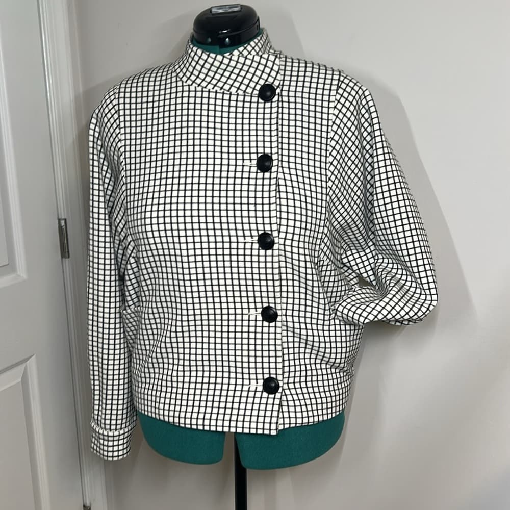 CAbi Women's Black and White Checkered Jacket Size M - Thumbnail 2