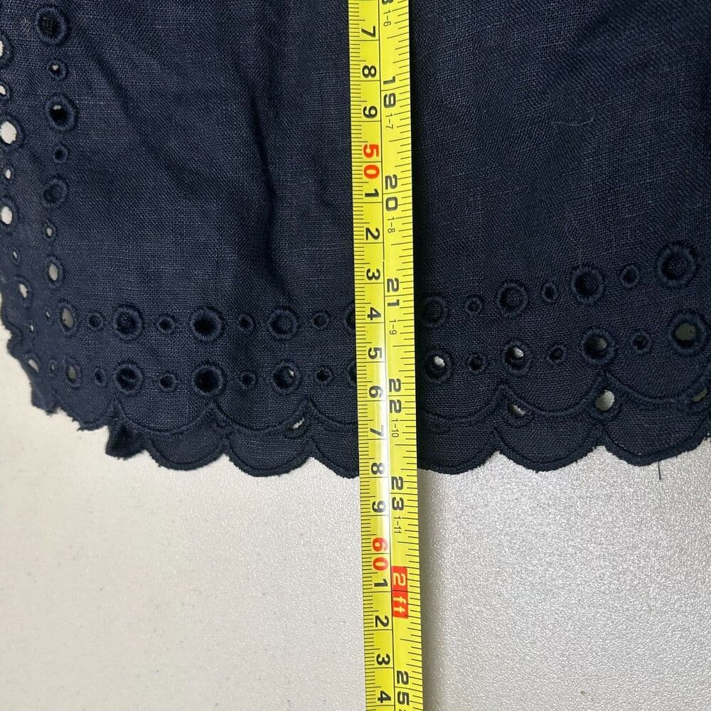 J.Crew black long-sleeve 100% linen top with eyelet neckline boho XS - Thumbnail 7