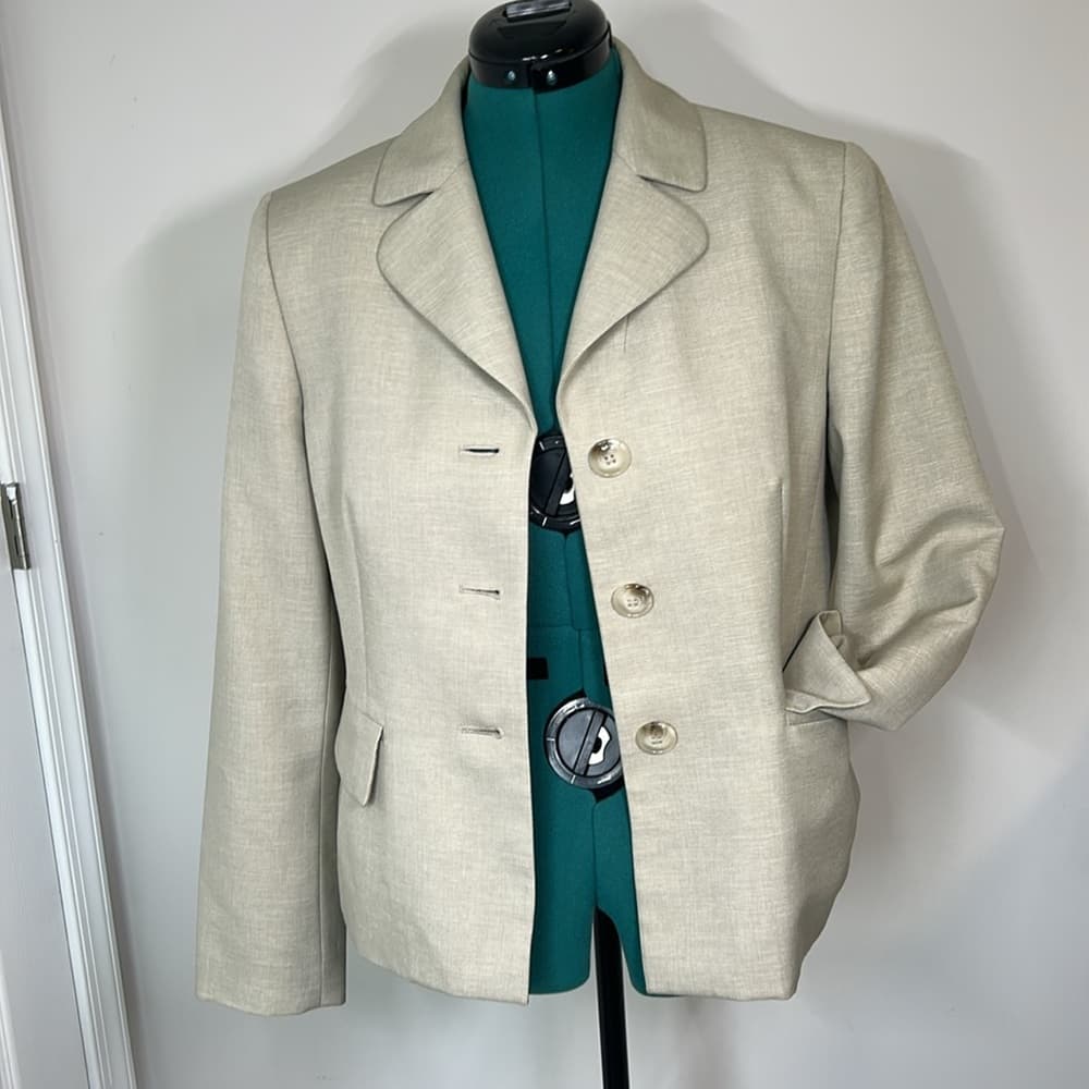 Jones Studio Elegant Cream Women's Blazer Size 12 - Thumbnail 5