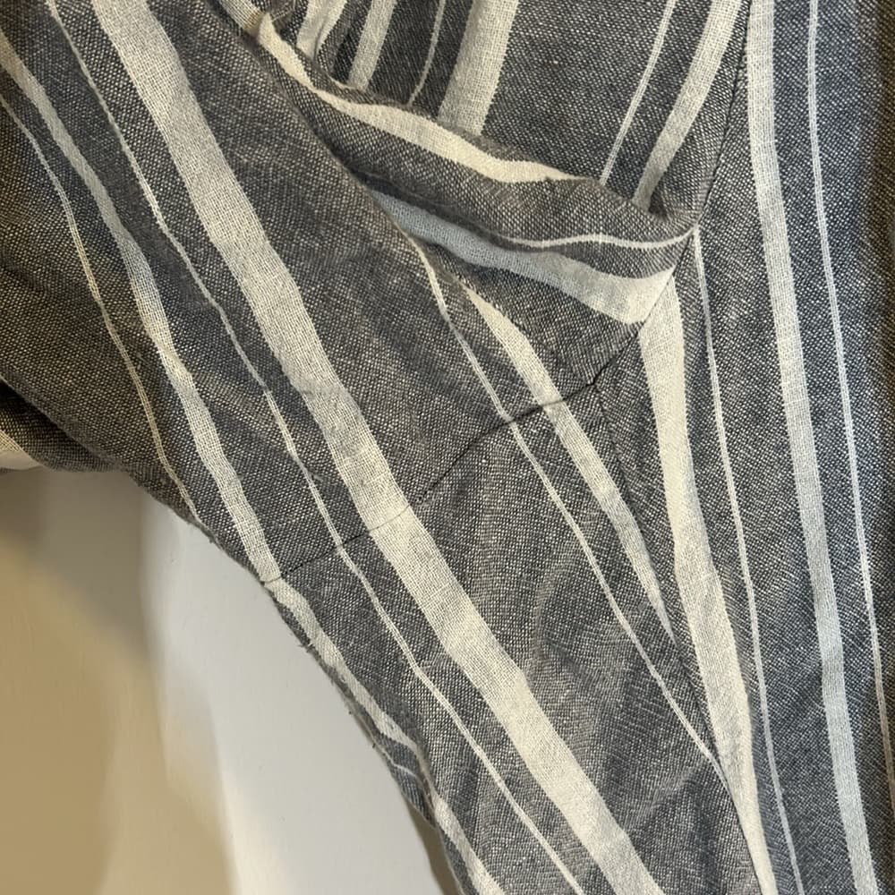 Ann Taylor Loft Striped Gray and White Wide-Leg Pants Size L - Thumbnail 5