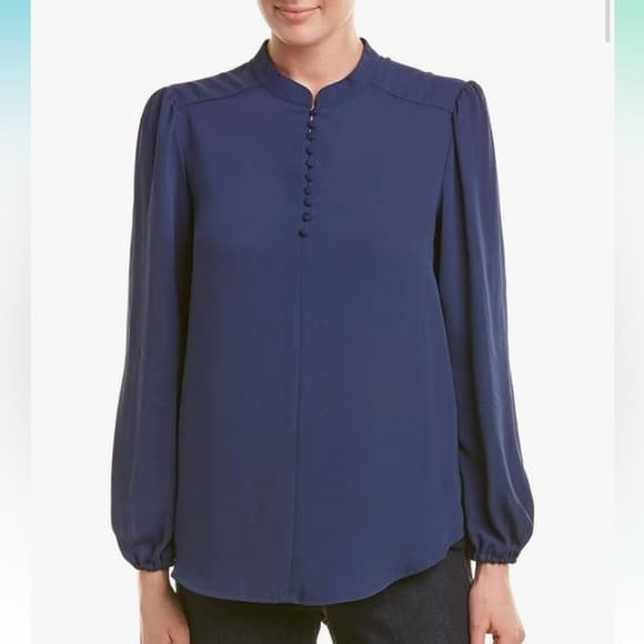 Nanette Lepore Semi-Sheer Navy Blue Blouse Size S - Thumbnail 9