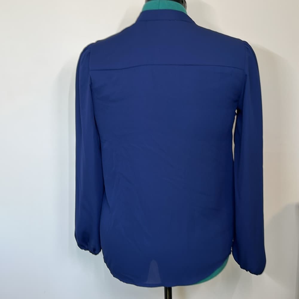 Nanette Lepore Semi-Sheer Navy Blue Blouse Size S - Thumbnail 4