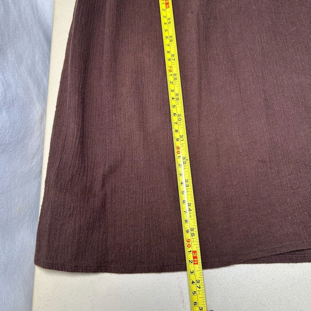 J.Crew 100% Cotton Chocolate Brown Baby Doll Empire Waist Boho Peasant Dress XL - Thumbnail 6