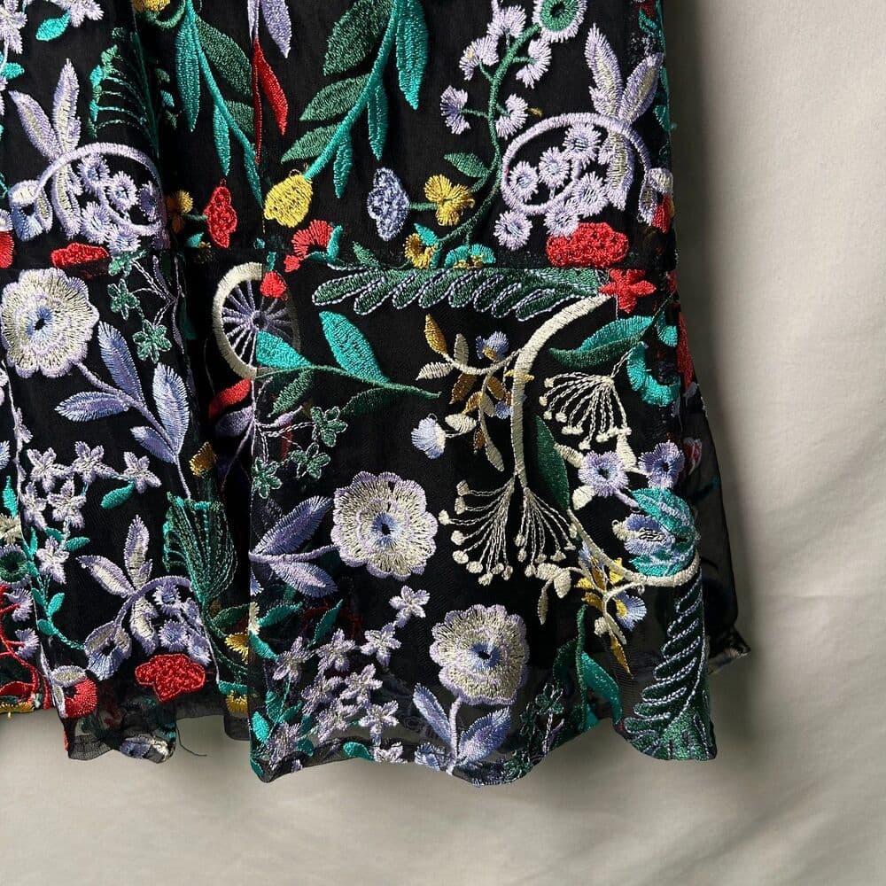 Sam Edelman Floral Embroidered Puff-Sleeve Dress Size 2 - Thumbnail 4