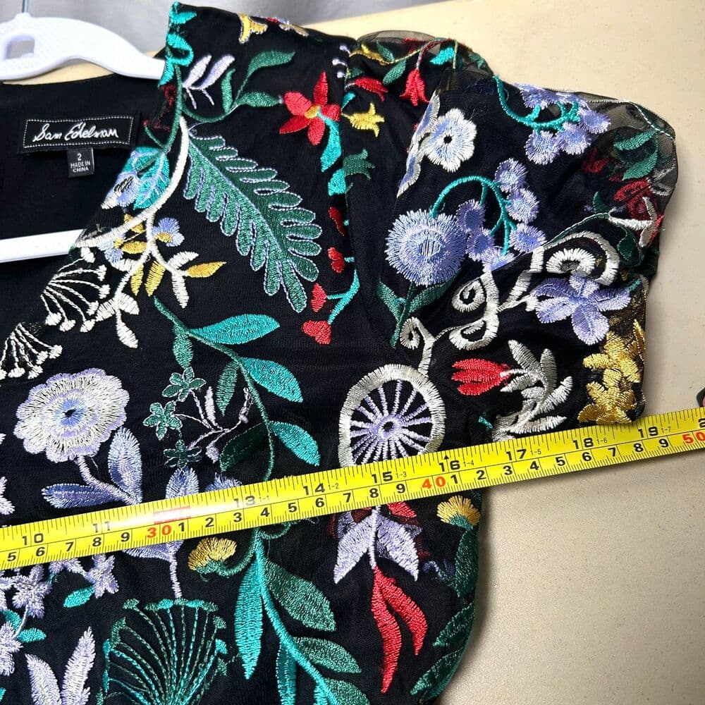 Sam Edelman Floral Embroidered Puff-Sleeve Dress Size 2 - Thumbnail 8