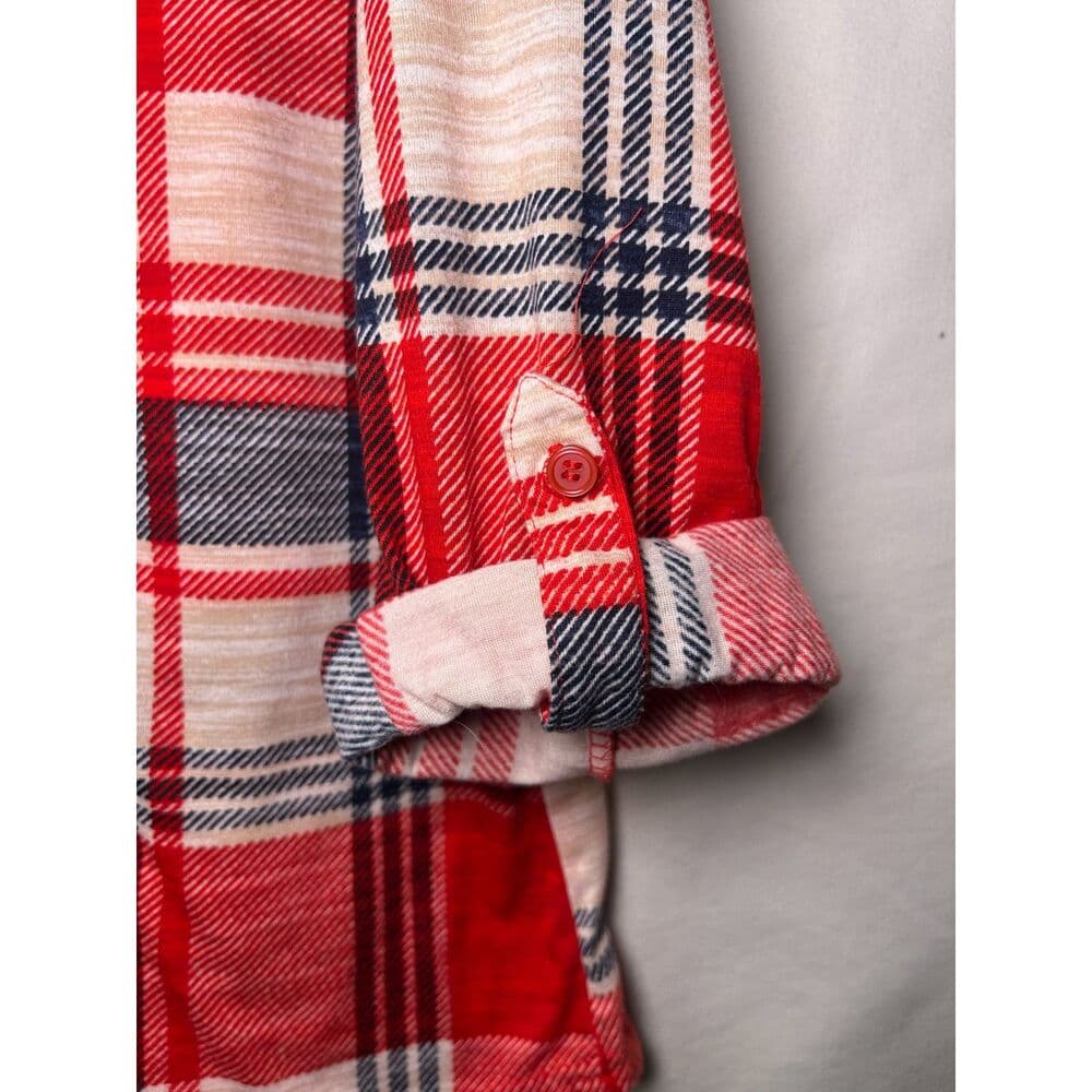 New York Laundry red, white, and blue plaid flannel button-down shirt Large - Thumbnail 5