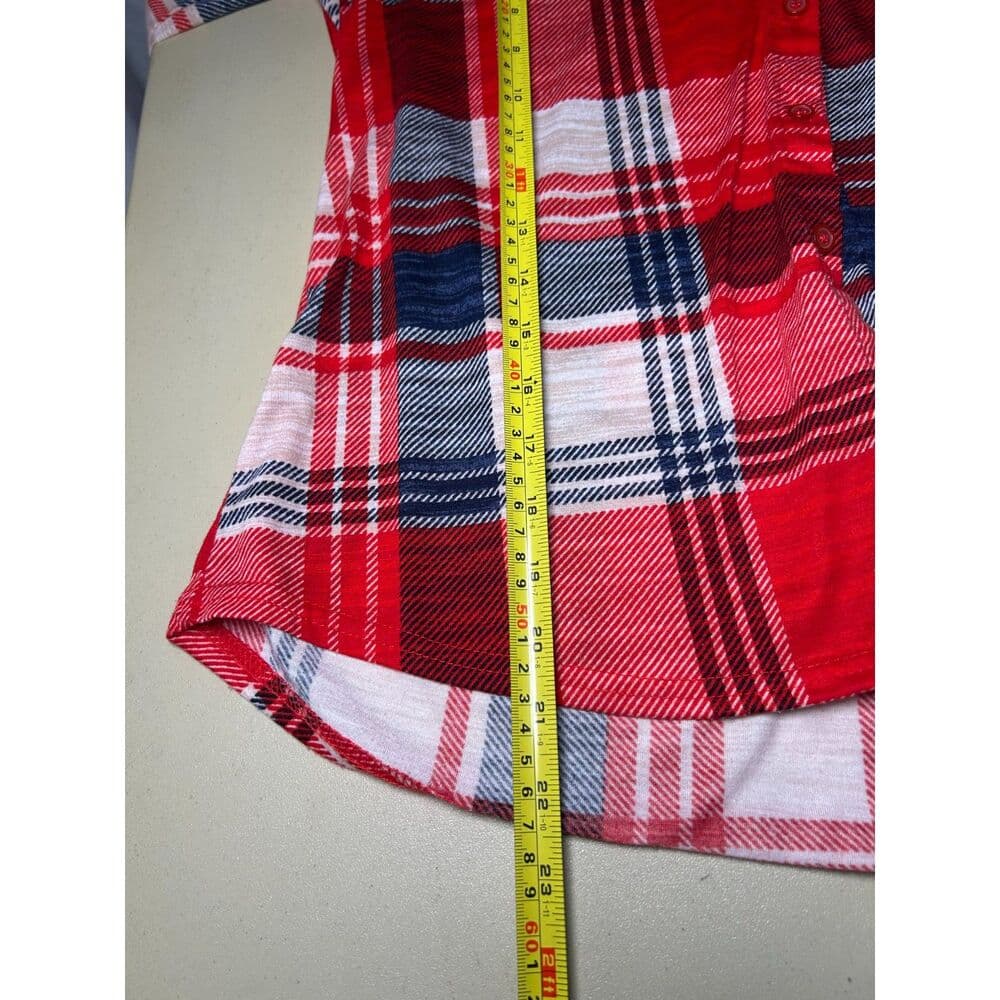 New York Laundry red, white, and blue plaid flannel button-down shirt Large - Thumbnail 7