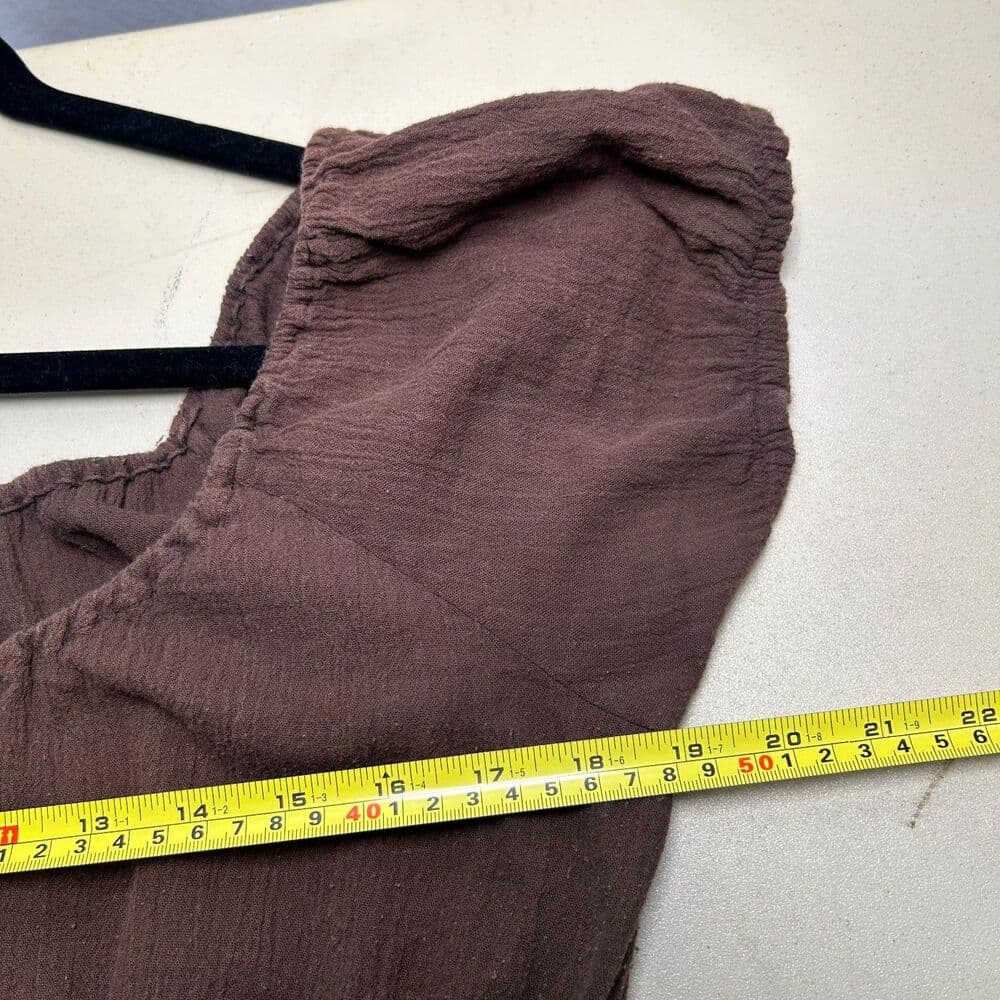 J.Crew 100% Cotton Chocolate Brown Baby Doll Empire Waist Boho Peasant Dress XL - Thumbnail 5