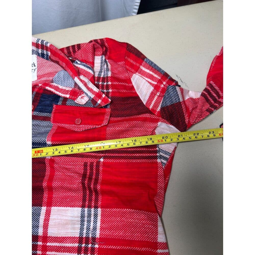 New York Laundry red, white, and blue plaid flannel button-down shirt Large - Thumbnail 6
