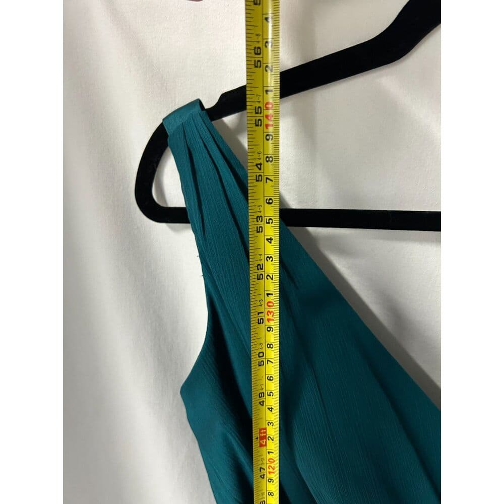 Vera Wang teal green chiffon evening gown v-neckline and ruffles Size 6 - Thumbnail 9