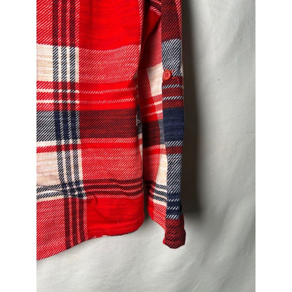 New York Laundry red, white, and blue plaid flannel button-down shirt Large - Thumbnail 2