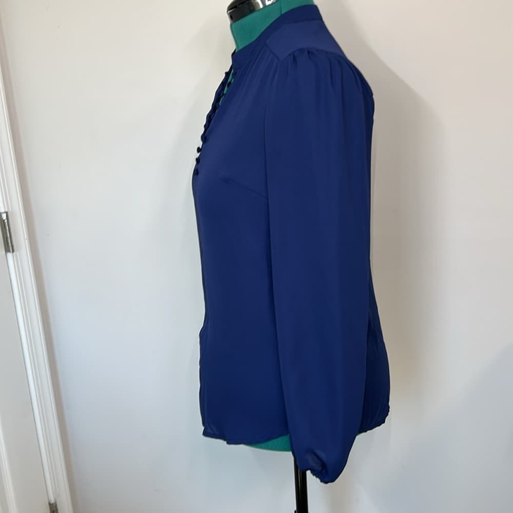 Nanette Lepore Semi-Sheer Navy Blue Blouse Size S - Thumbnail 3