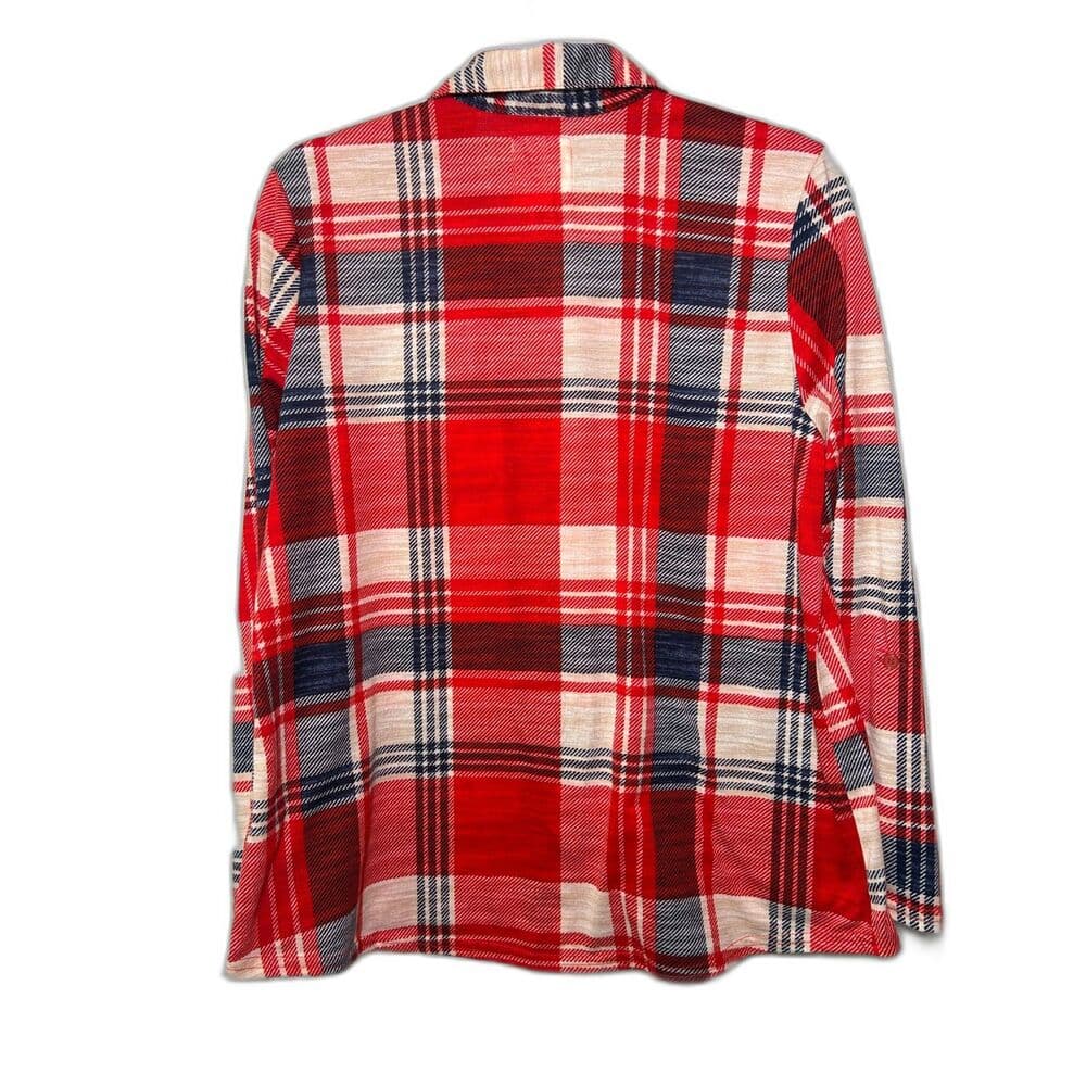 New York Laundry red, white, and blue plaid flannel button-down shirt Large - Thumbnail 3