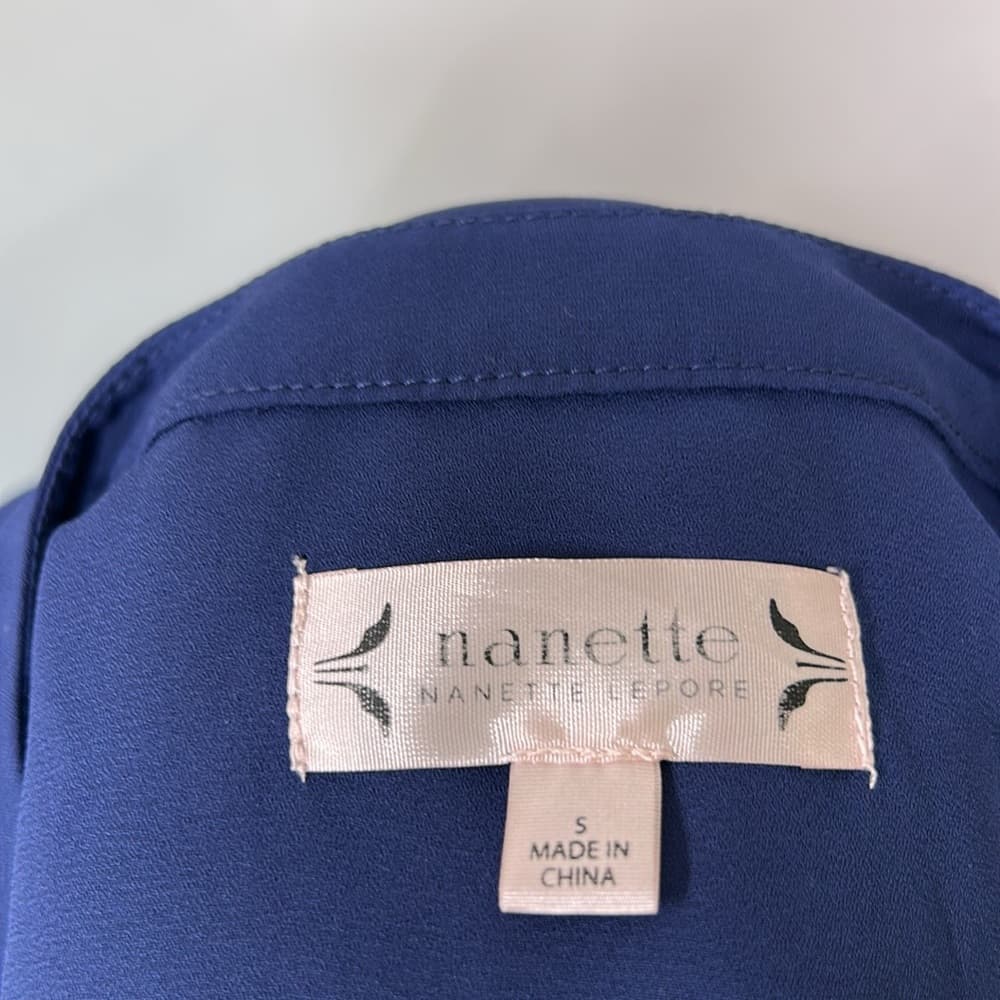Nanette Lepore Semi-Sheer Navy Blue Blouse Size S - Thumbnail 6