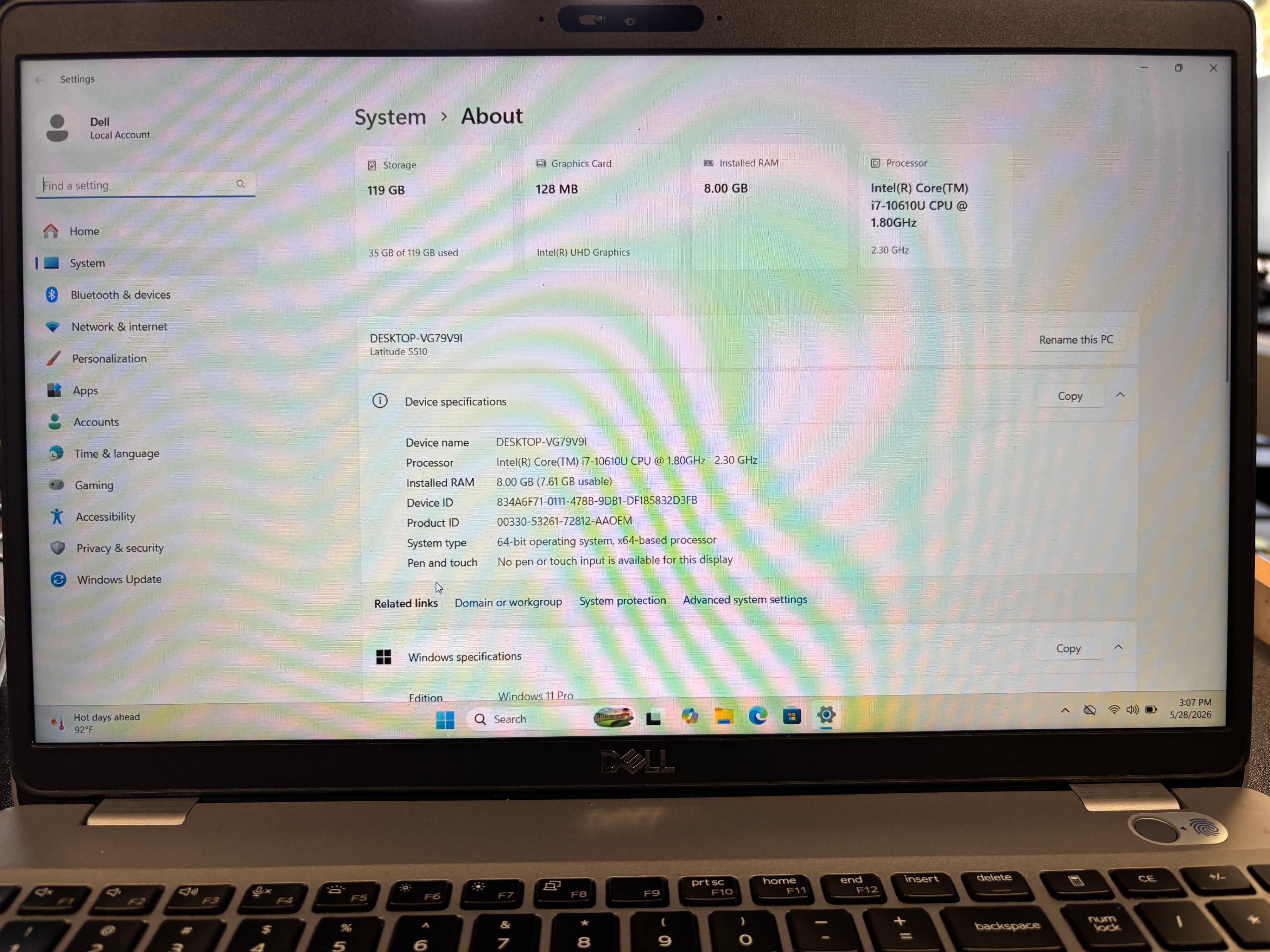 Dell Latitude 5510 Laptop Intel i7 8GB RAM 128GB SSD - Thumbnail 4