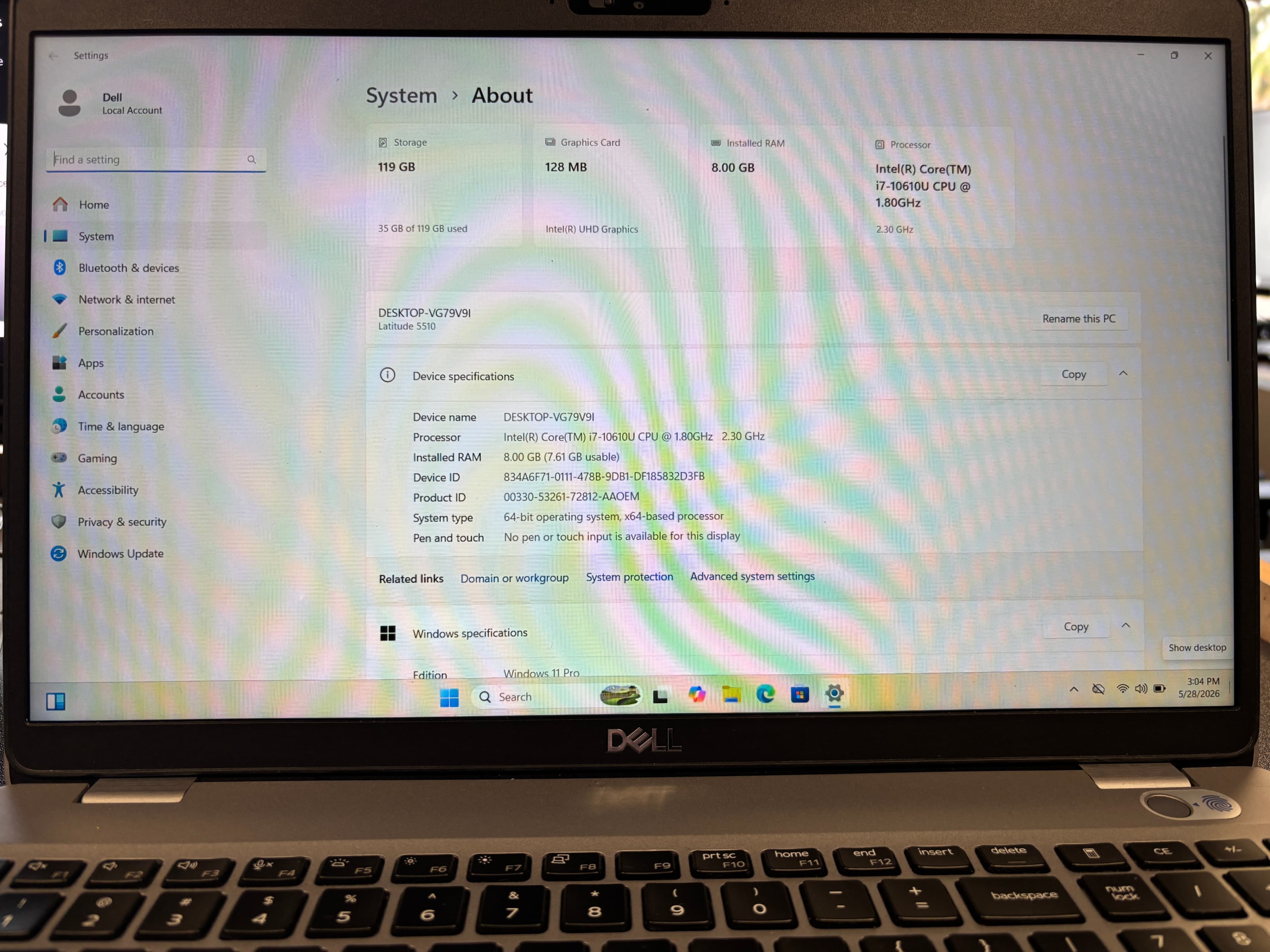 Dell Latitude 5510 Laptop Intel i7 8GB RAM 128GB SSD - Thumbnail 5
