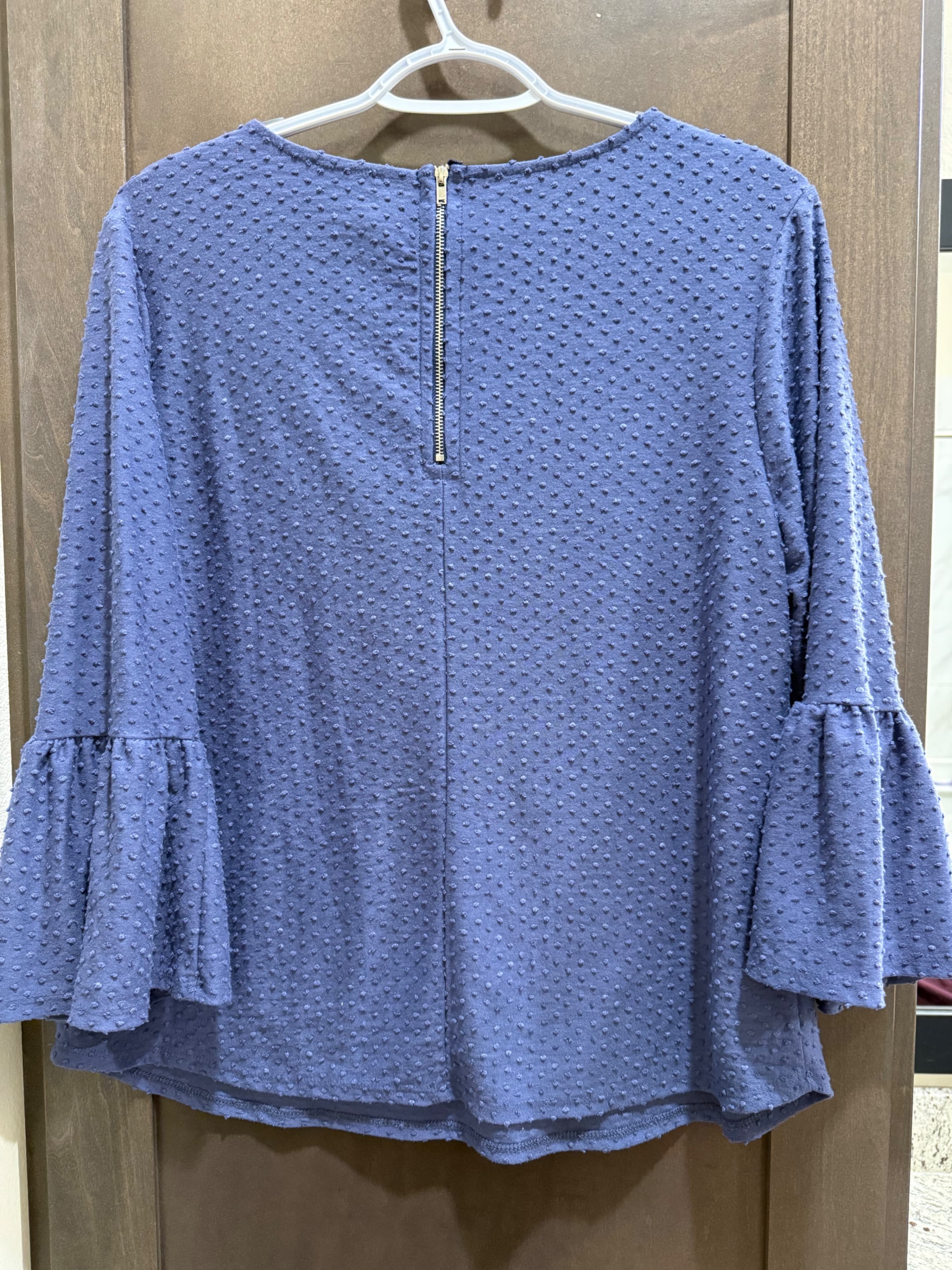 W5 Blue Textured Bell Sleeve Top Size M - Thumbnail 2