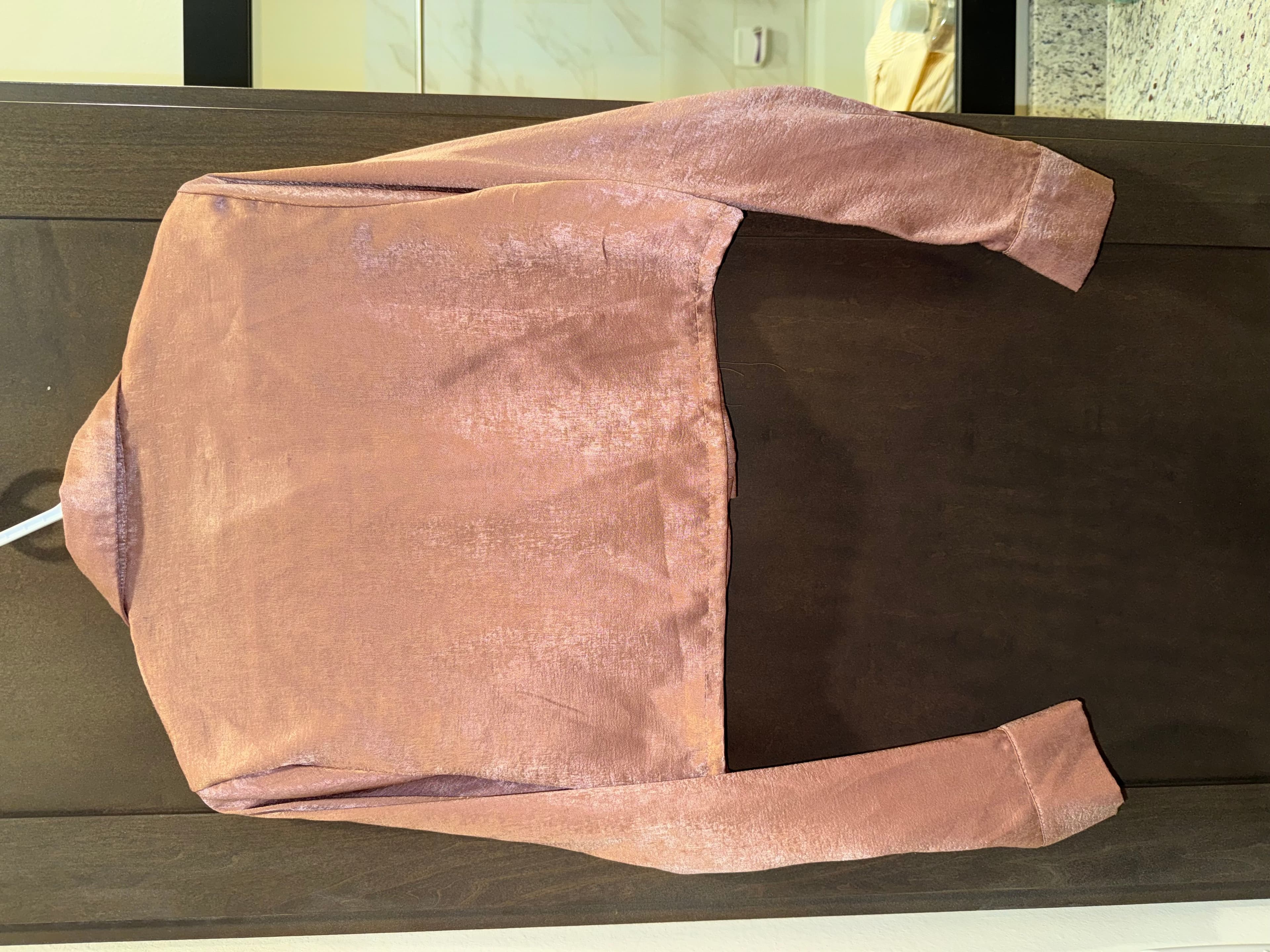 Just Polly New York Pink Satin Button-Up Crop Top Size M - Thumbnail 2