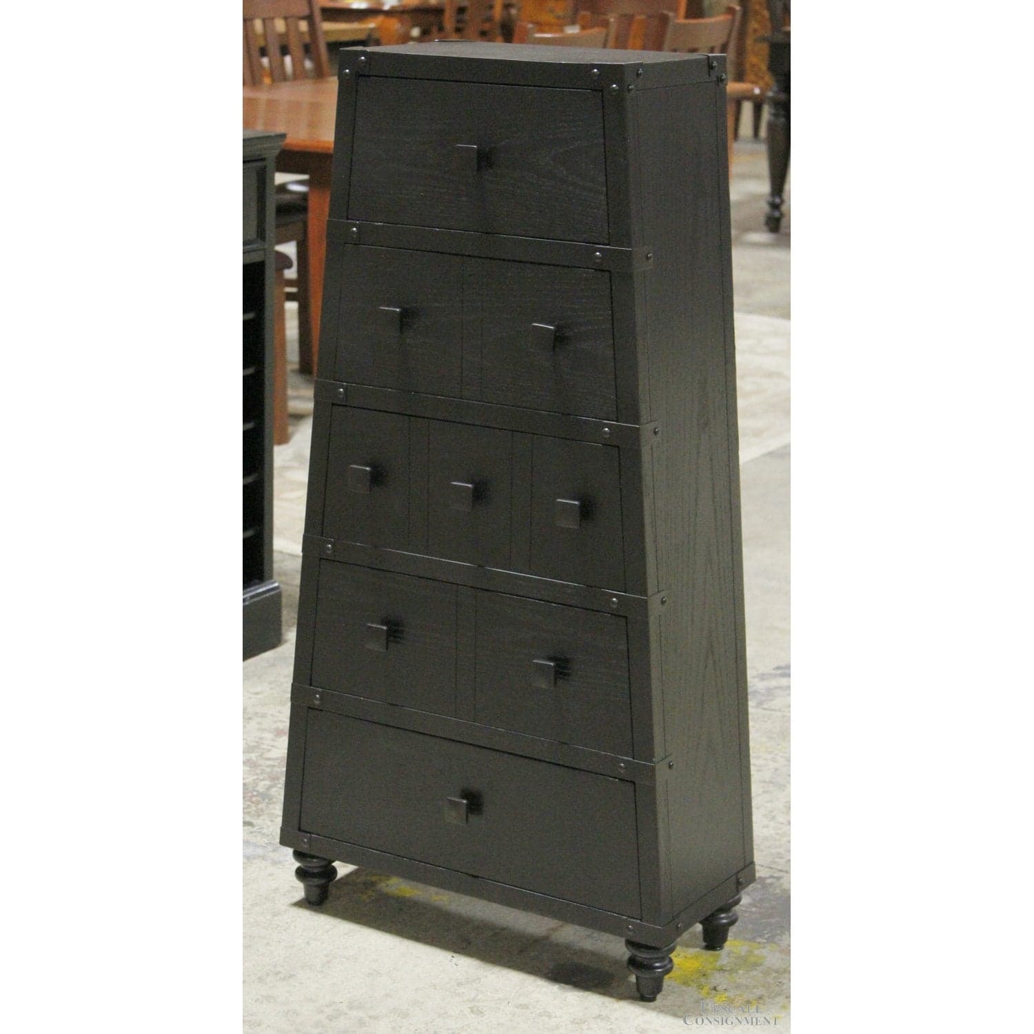 Tapered Black Chest of 5 Drawers - Black - Thumbnail 3