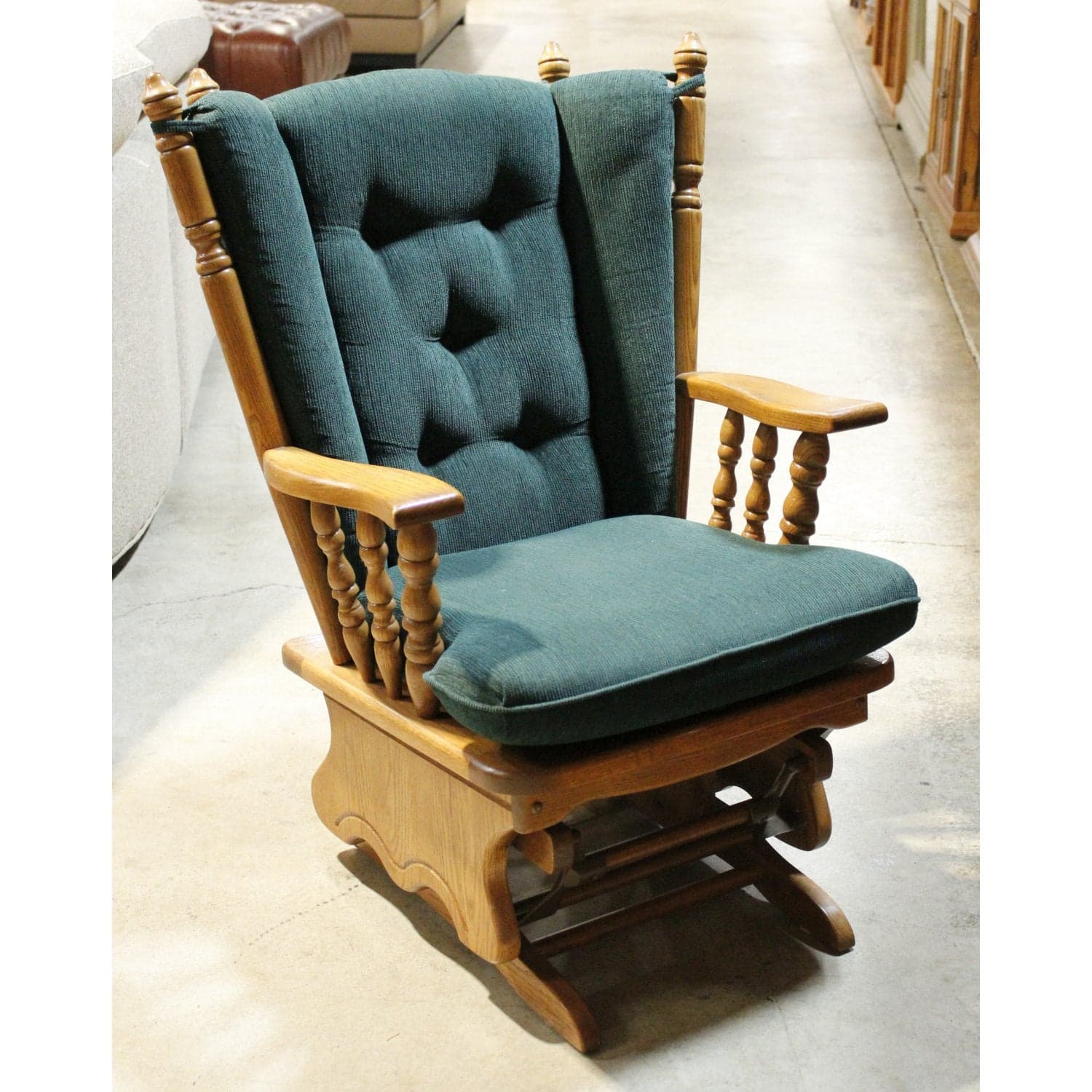 Oak Glider Chair w/Cushion - Green - Thumbnail 2