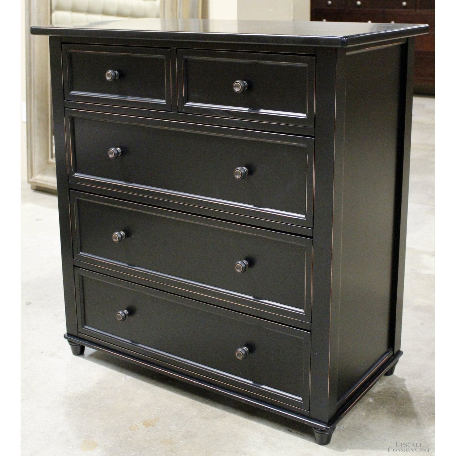 Black 5 Drawer Chest of Drawers - Black - Thumbnail 4