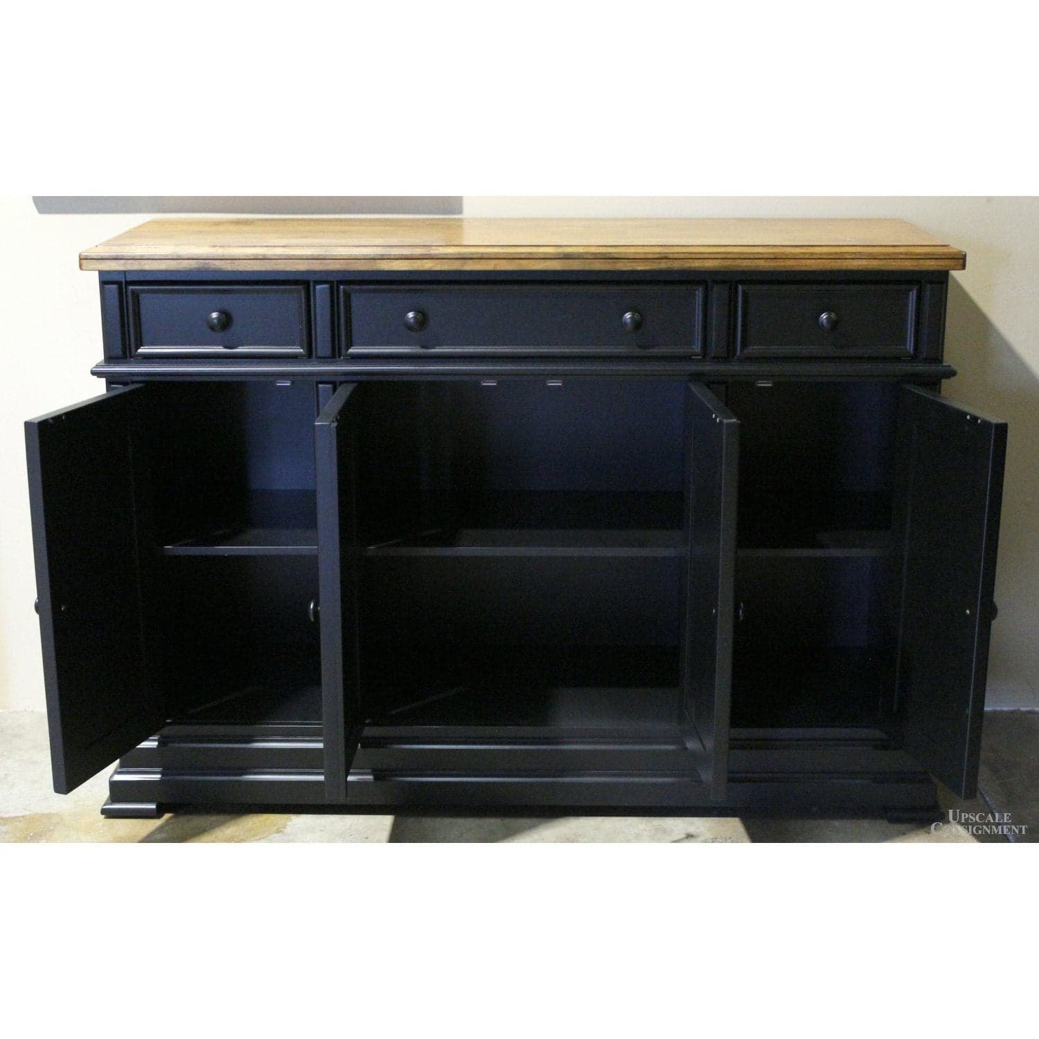 Black Sideboard w/Wood Top - Two-Tone - Thumbnail 2