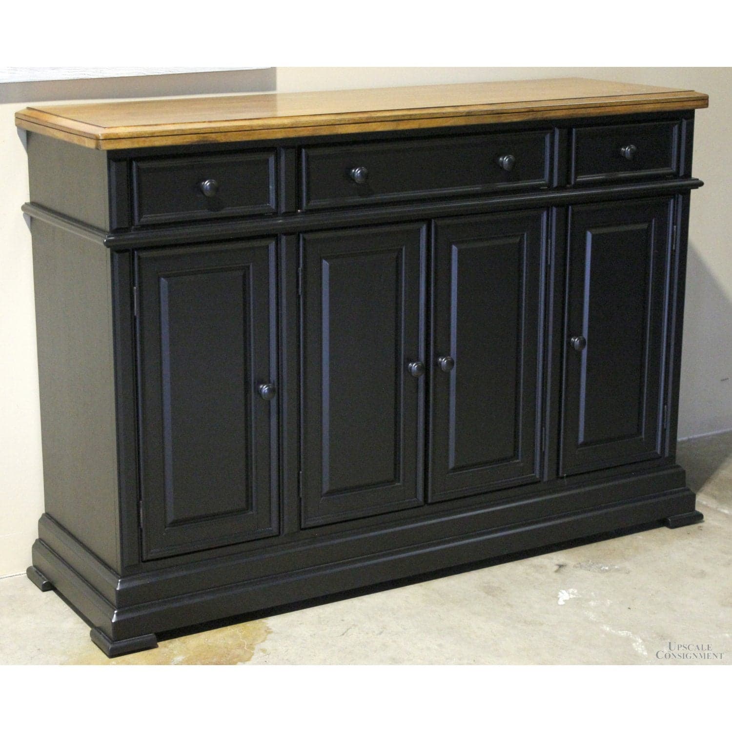 Black Sideboard w/Wood Top - Two-Tone - Thumbnail 4