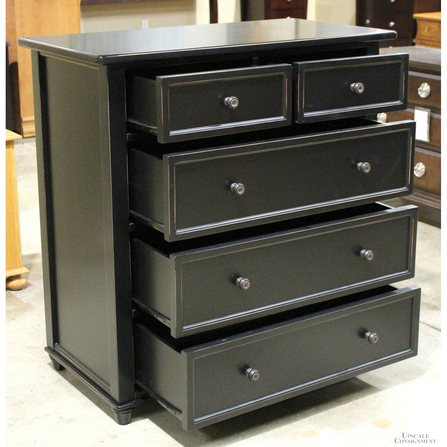 Black 5 Drawer Chest of Drawers - Black - Thumbnail 2