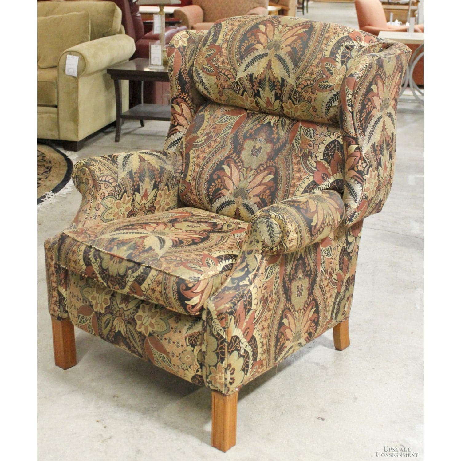 Floral Tapestry Wingback Recliner - Multi-Color - Thumbnail 4