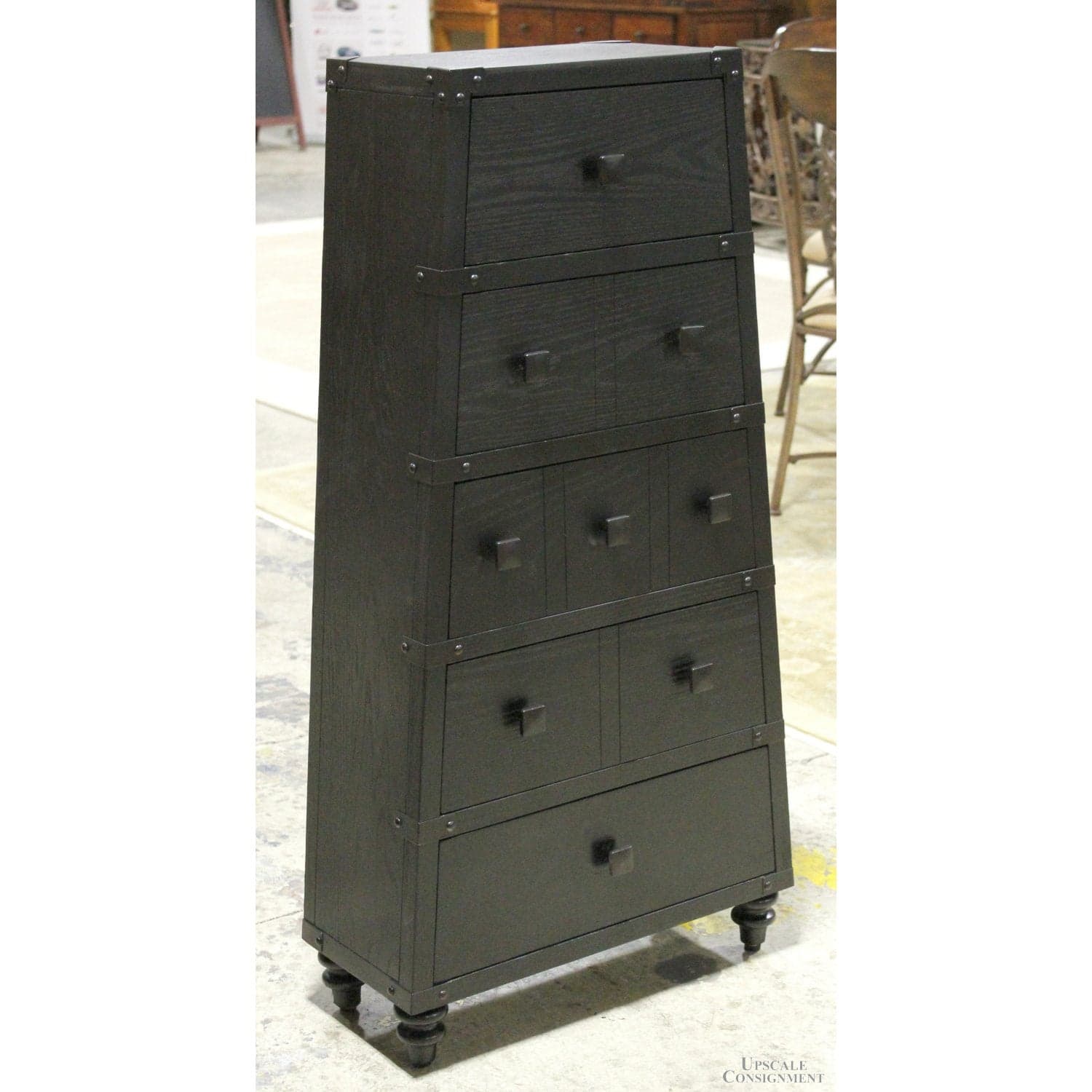 Tapered Black Chest of 5 Drawers - Black - Thumbnail 2