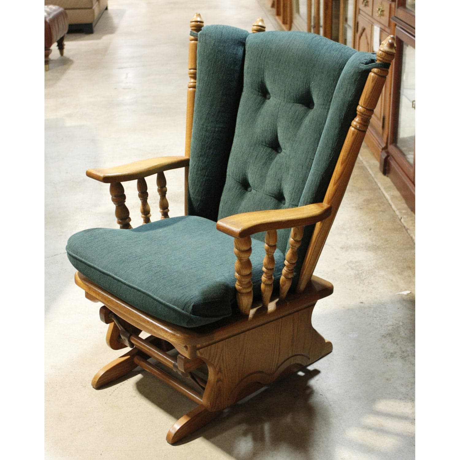 Oak Glider Chair w/Cushion - Green - Thumbnail 3