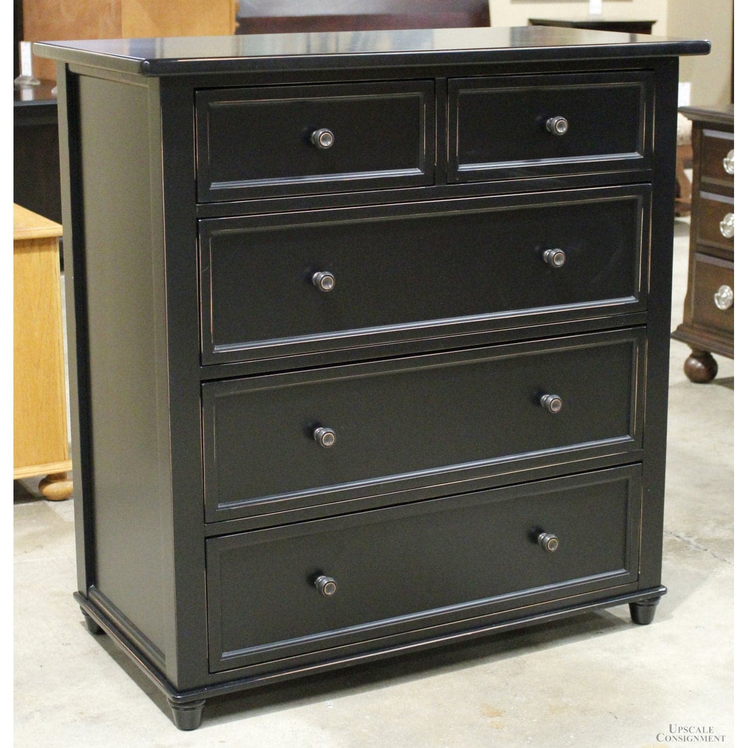 Black 5 Drawer Chest of Drawers - Black - Thumbnail 3