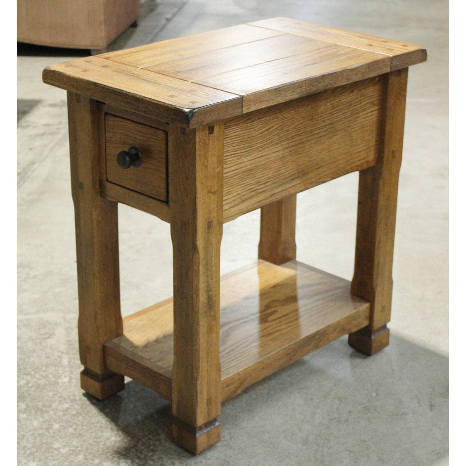 Oak End Table w/Sliding Top & Drawer - Thumbnail 5