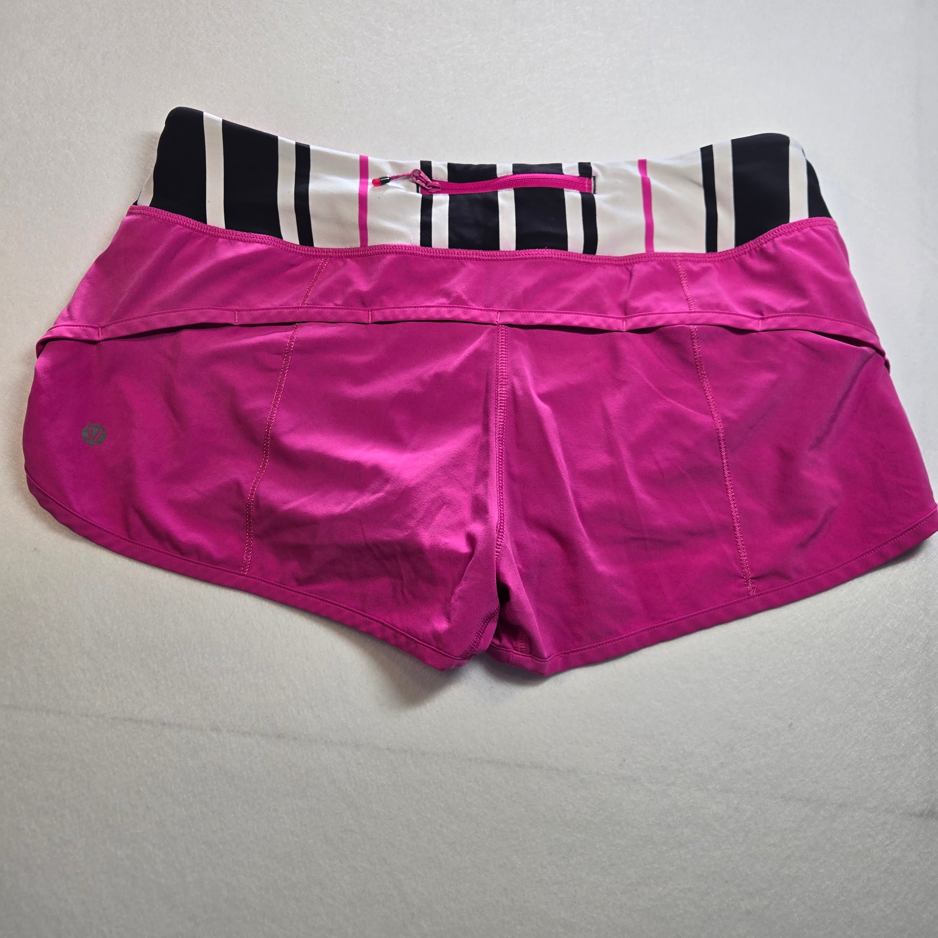 Lululemon Women's Running Shorts Pink Striped Waistband