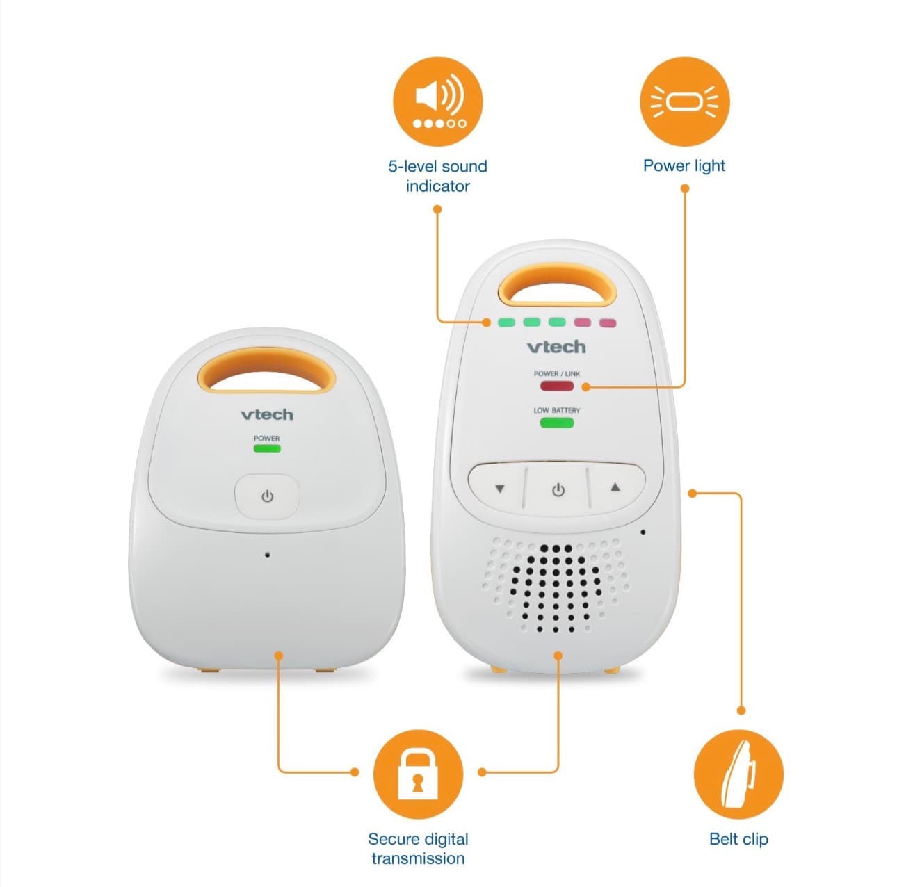 VTech Upgraded Audio Baby Monitor with Rechargeable Battery, Long Range, and Crystal-Clear Sound - Thumbnail 6