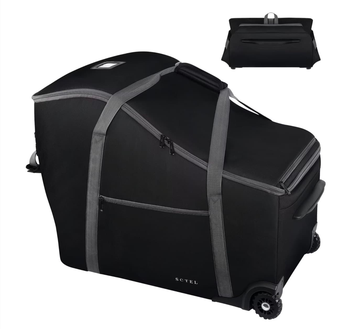 SCTEL Infant Car Seat Travel Bag Fit Doona Car Seat Stroller and Base, Chicco Keyfit 35 and Base, Doona Travel Bag with Wheels, Padded Car Seat Bags for Air Travel, Nuna Travel Bag with Zipper Pocket