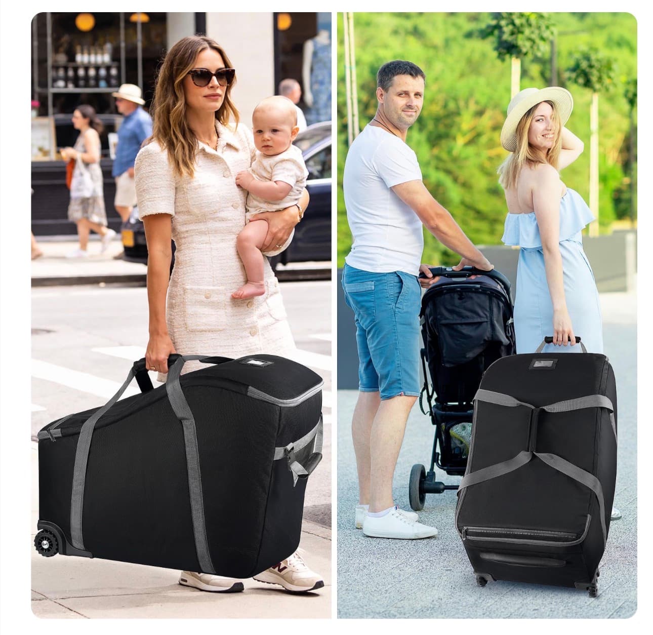 SCTEL Infant Car Seat Travel Bag Fit Doona Car Seat Stroller and Base, Chicco Keyfit 35 and Base, Doona Travel Bag with Wheels, Padded Car Seat Bags for Air Travel, Nuna Travel Bag with Zipper Pocket - Thumbnail 6