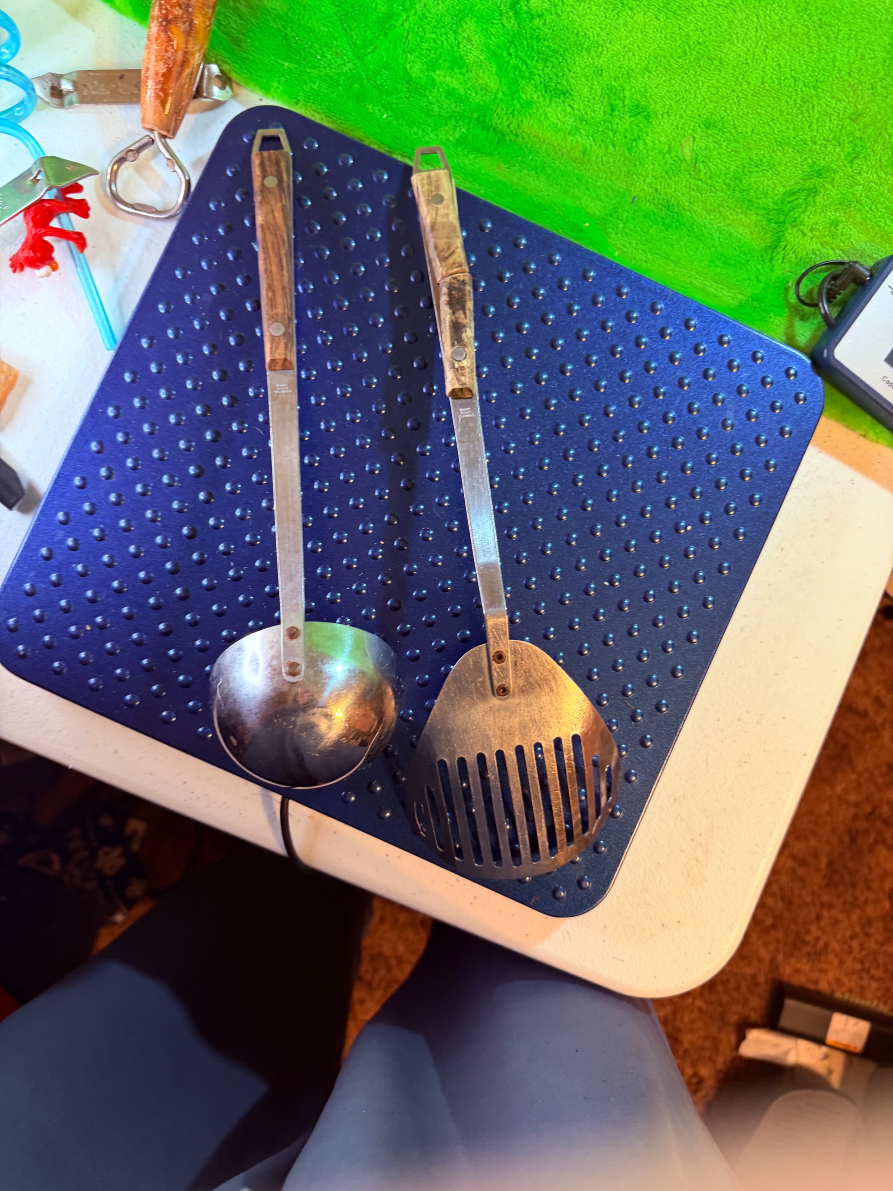 Vtg Stainless Steel Japan Wood Handle Ladle & Slotted Spatula Set 2pc - Thumbnail 2