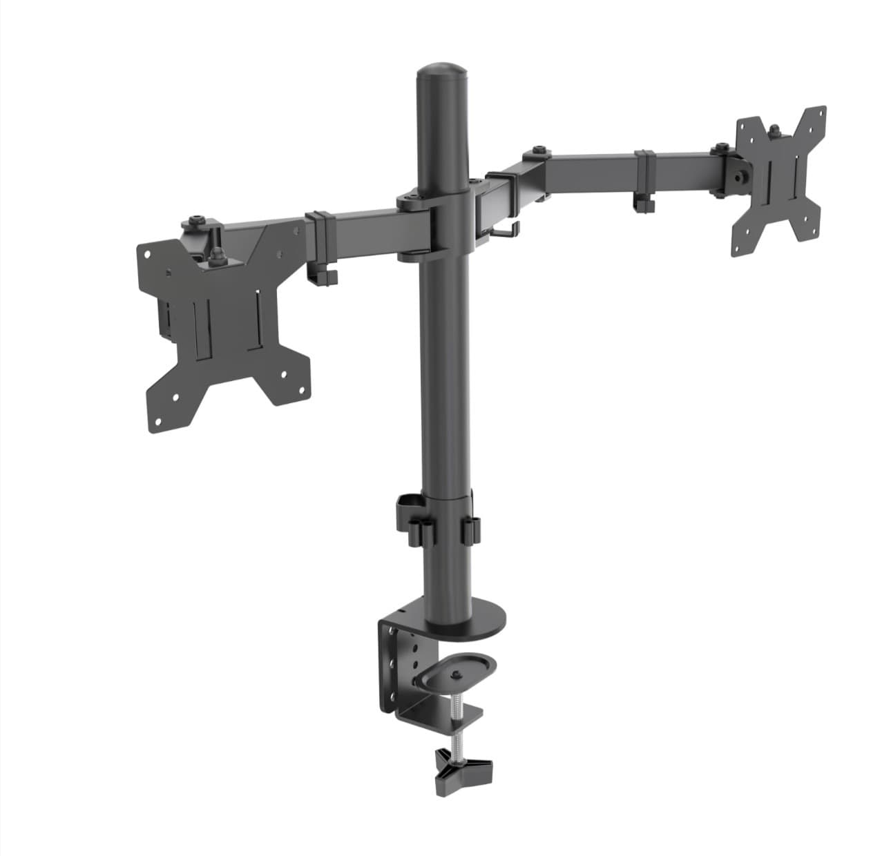Dual Monitor Mount, Monitor Arm with Swivel, Tilt, Rotation, Height Adjustable, VESA Mount for 17-27” Monitors up to 17.6lbs, Desk Mount with C-Clamp, Black