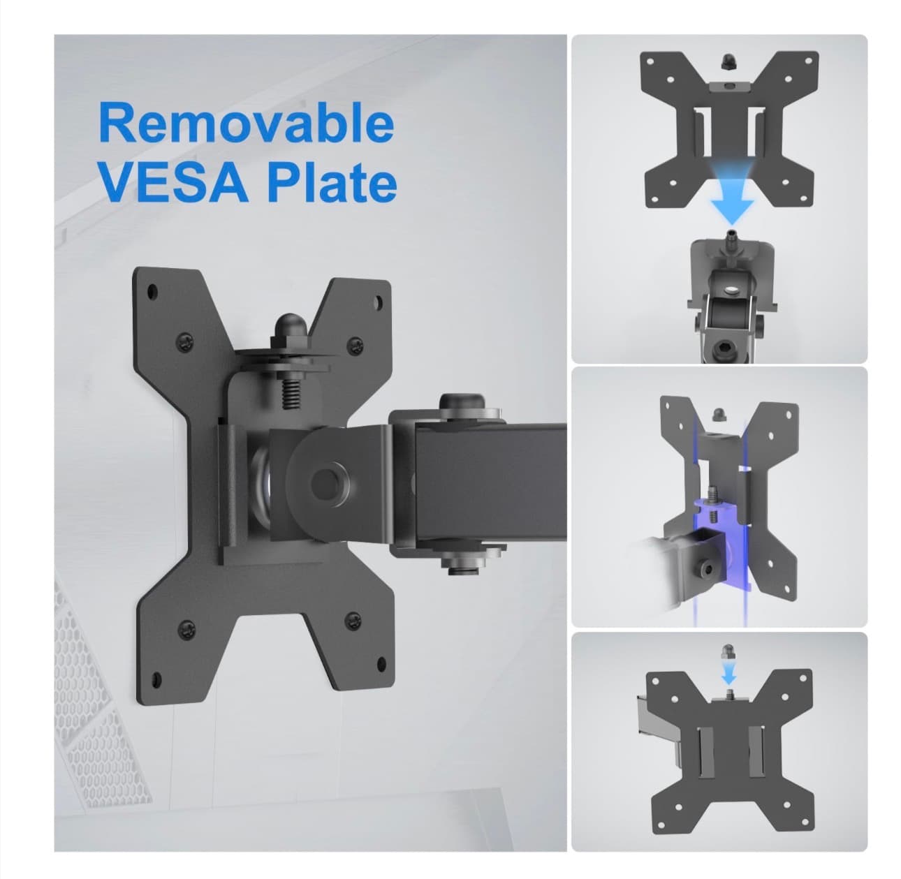 Dual Monitor Mount, Monitor Arm with Swivel, Tilt, Rotation, Height Adjustable, VESA Mount for 17-27” Monitors up to 17.6lbs, Desk Mount with C-Clamp, Black - Thumbnail 6