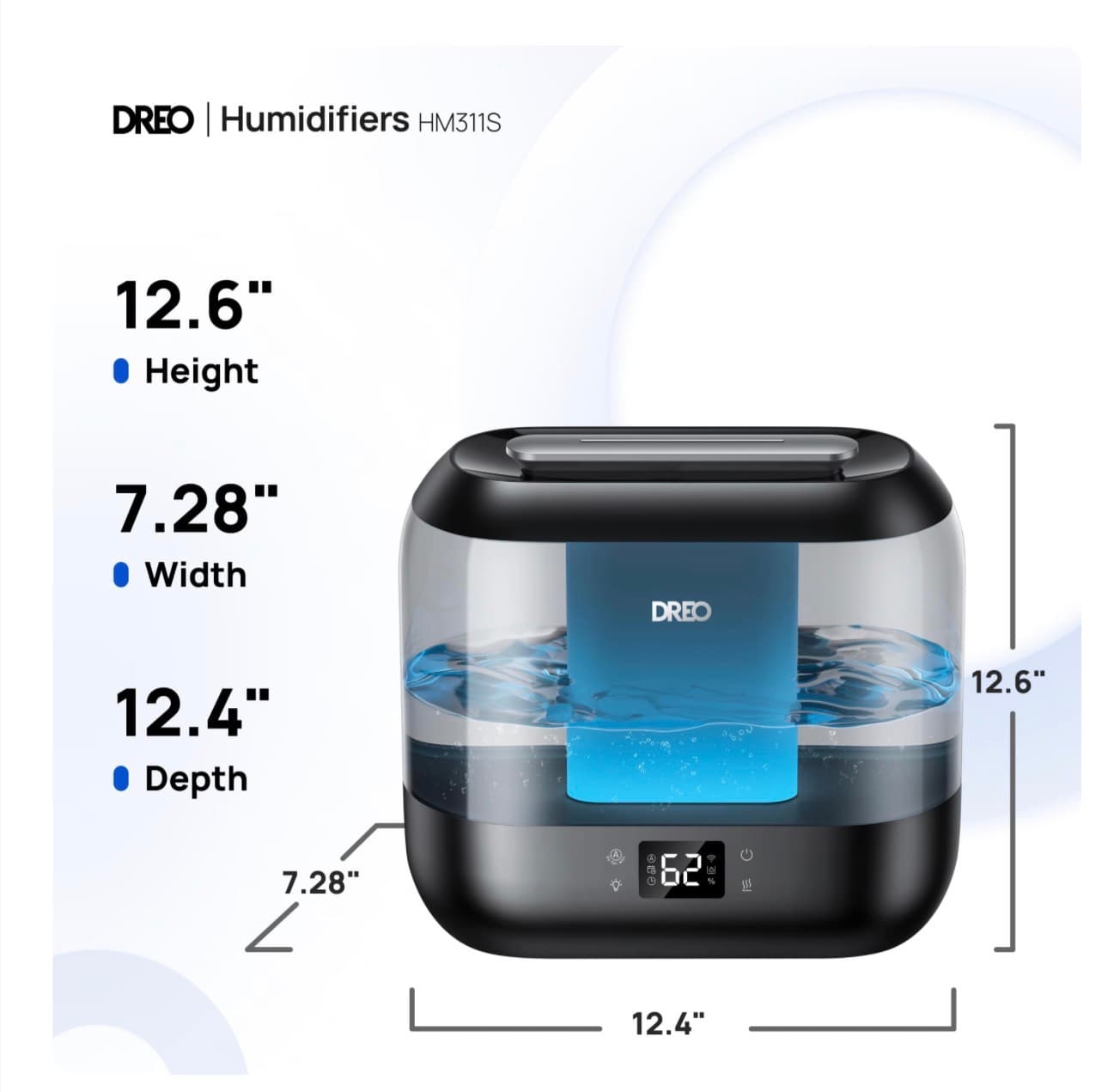 Smart Humidifiers for Bedroom-Filter Included, Top Fill 4L Humidifier Large Room with 28 dB, 36H Runtime, Touch/APP/Voice Control, Nightlight, Cool Mist Humidifiers for Baby, Plants, Ebony - Thumbnail 6