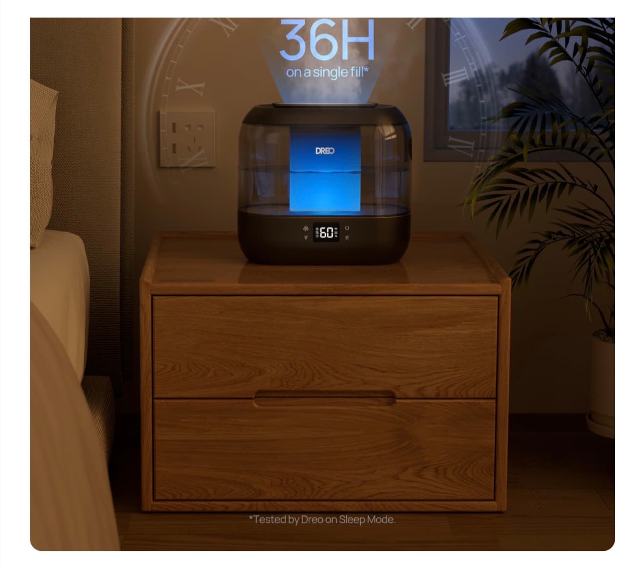 Smart Humidifiers for Bedroom-Filter Included, Top Fill 4L Humidifier Large Room with 28 dB, 36H Runtime, Touch/APP/Voice Control, Nightlight, Cool Mist Humidifiers for Baby, Plants, Ebony - Thumbnail 5