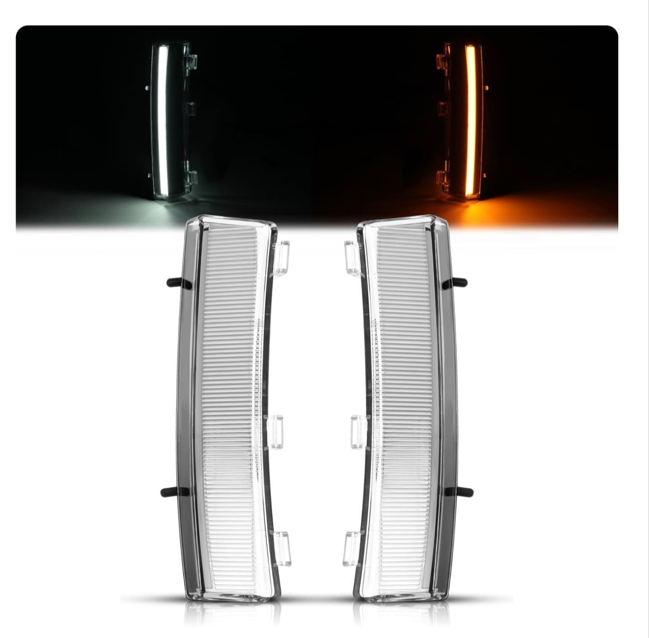 Pair LED Turn Signal Light Compatible with 2006-2009 Nissan 350Z LCI Side Marker Lamps DRL Front Bumper Reflector Daytime Running Lamps Driver&Passenger Side Clear Lens Chrome Housing - Thumbnail 2