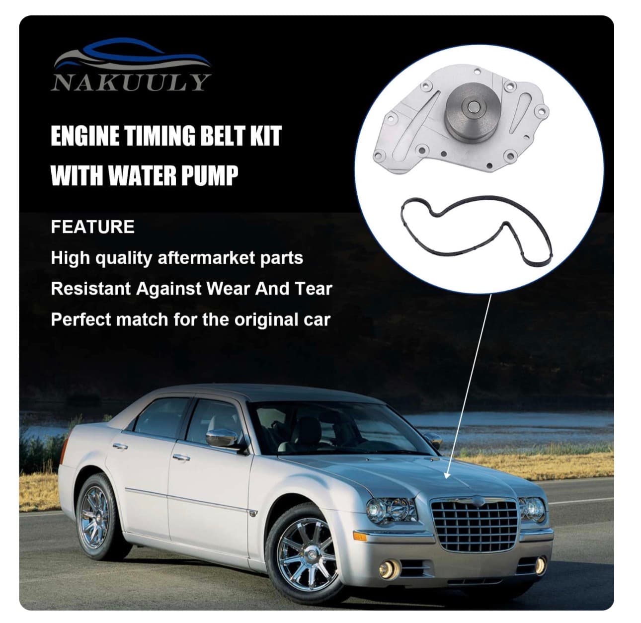 Timing Belt Kit with Water Pump Compatible with 2005-2010 Chrysler 300 Pacifica Sebring Dodge Avenger Challenger Charger Journey Routan 3.5L 4.0L V6 SOHC 24 VALVE Engine - Thumbnail 6